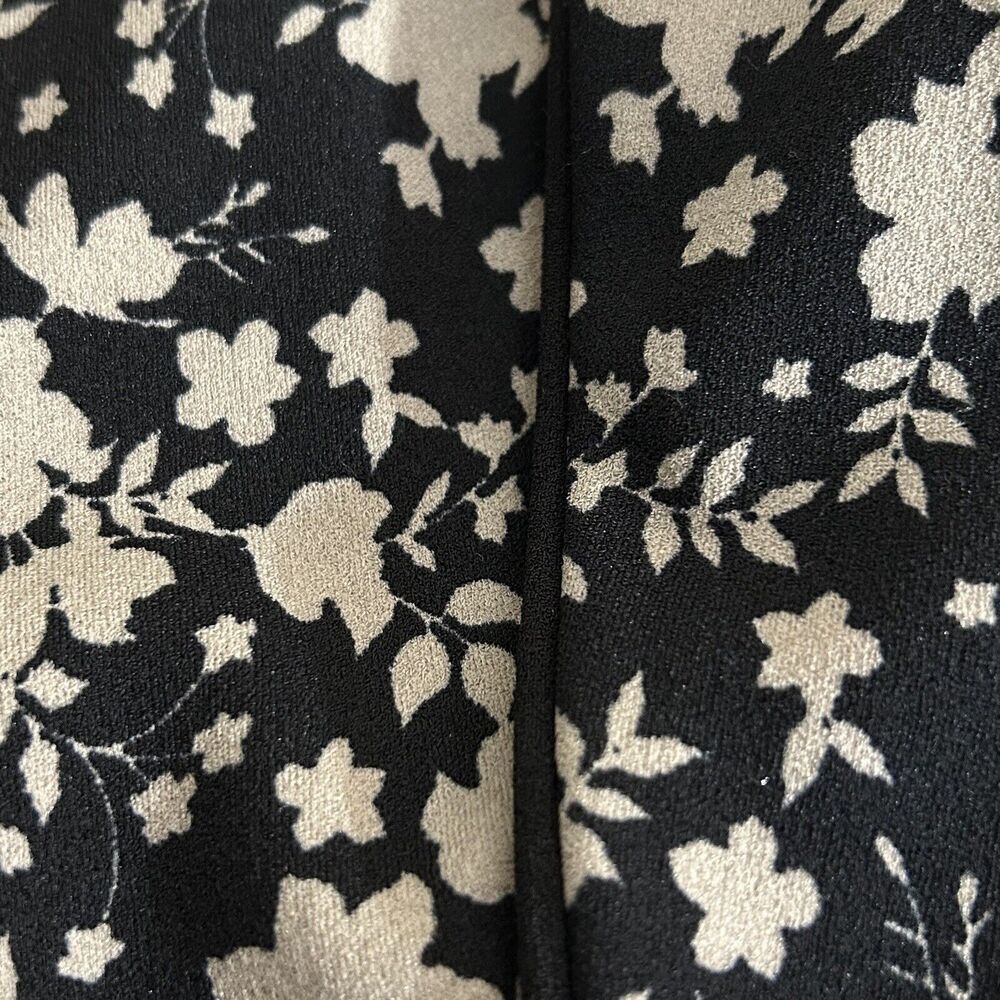 NINA LEONARD Black Floral Pull On Pants Tapered Leg Leggings Stretch Size 1X - Picture 7 of 10